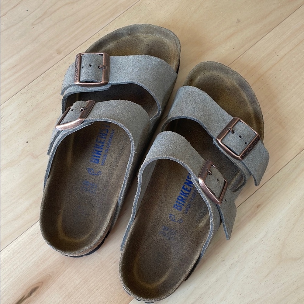 Birkenstock Arizona suede taupe soft footbed